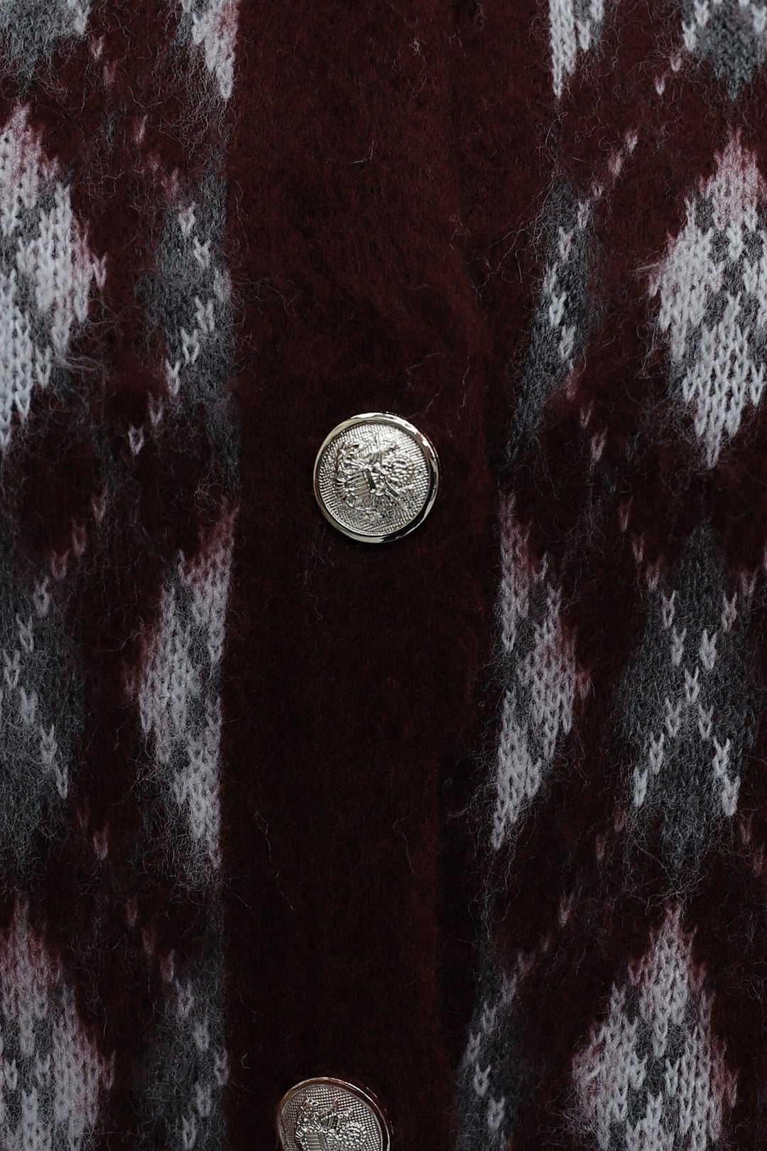 Burgundy Argyle Button-Front Cardigan with Pockets for Women - Podyumplus - by Peralane - photo 7