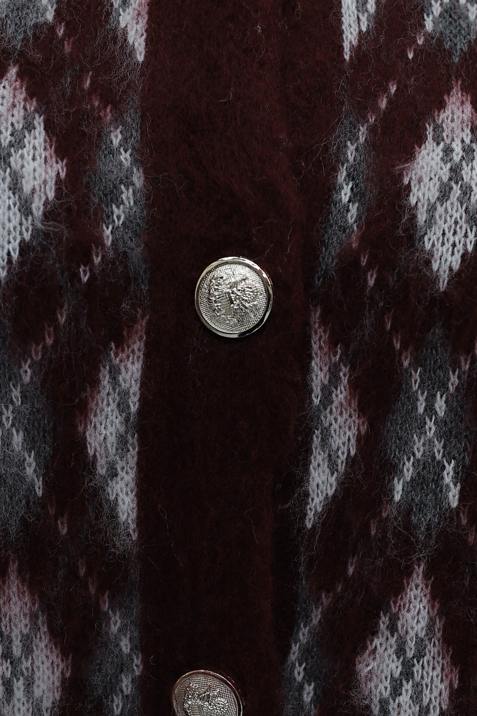 Burgundy Argyle Button-Front Cardigan with Pockets for Women - Podyumplus - by Peralane - photo 7