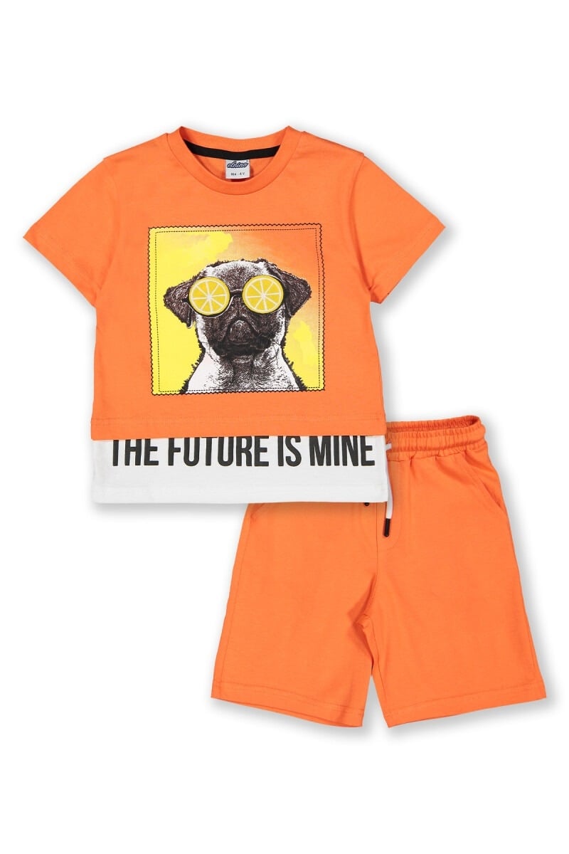 Boys' 2-Piece T-Shirt and Shorts Set - Orange - 3-6Y - Elnino - by Peralane
