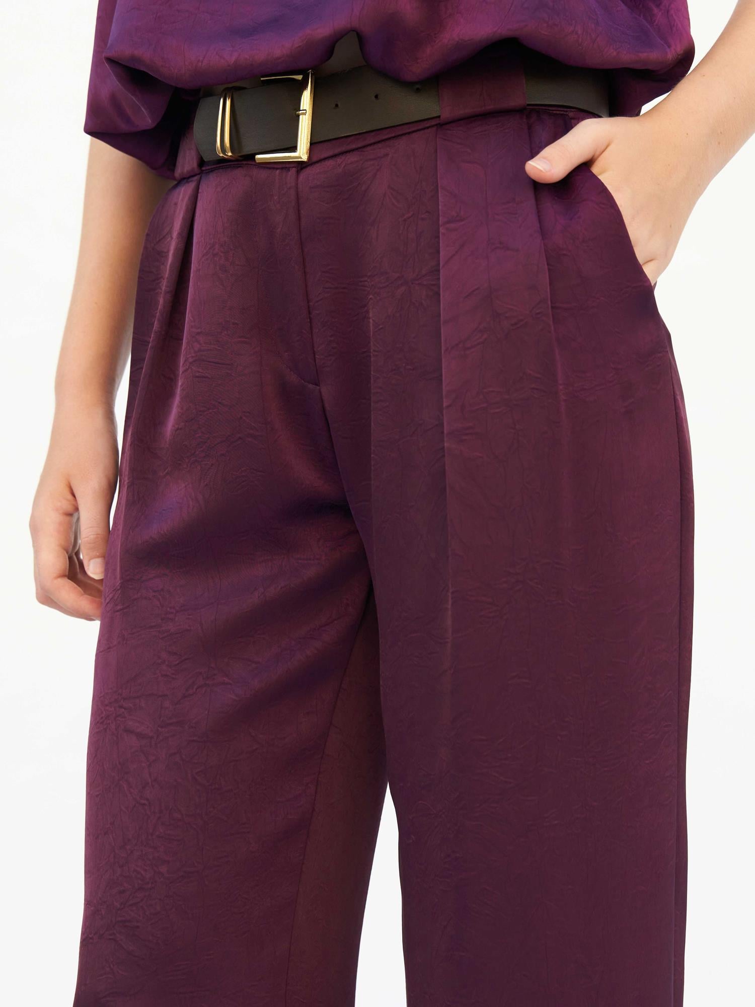 Plum High-Waist Pleated Wide-Leg Trousers with Belt - Lefon - by Peralane - photo 7