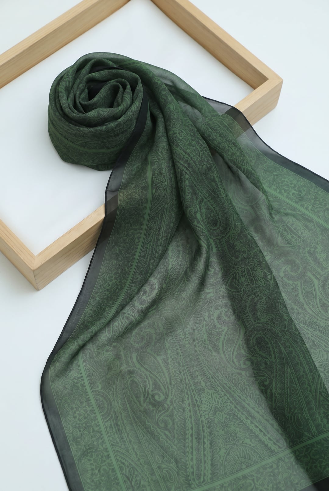 Ethnic Print Voile Scarf - Dark Green - Podyumplus - by Peralane
