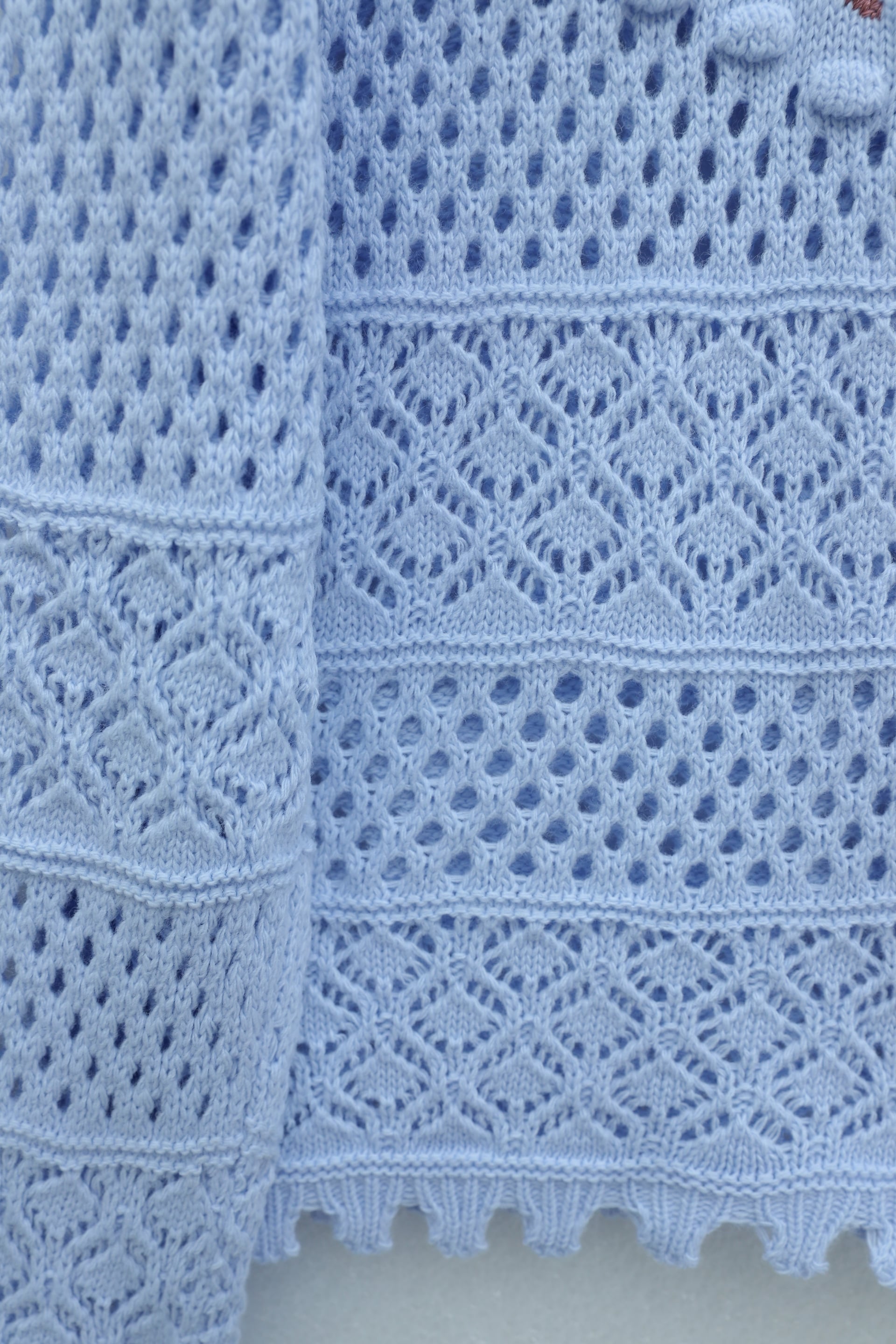 Embroidered Open-Knit Cardigan in Baby Blue - Podyumplus - by Peralane - photo 6