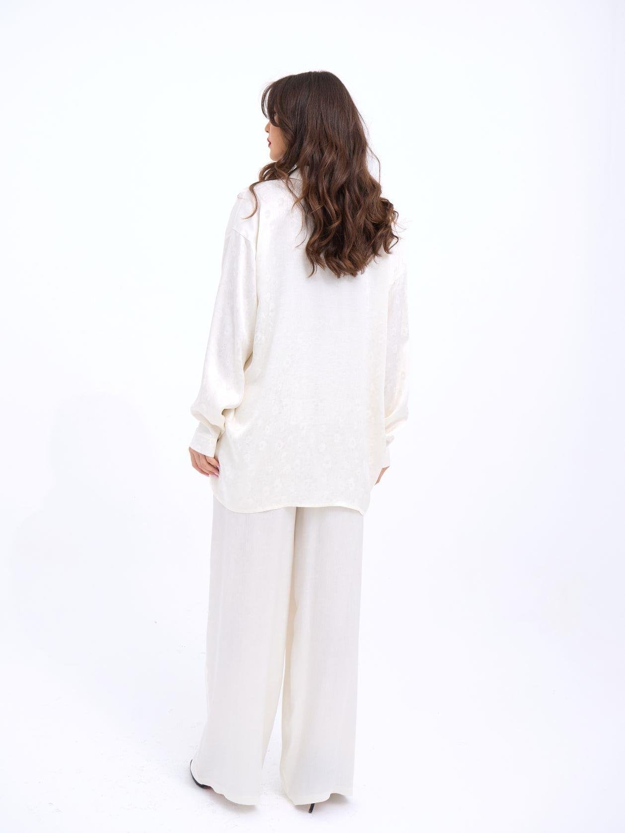 Off-White Shirt and Wide-Leg Trouser Set - Fame - by Peralane - photo 4