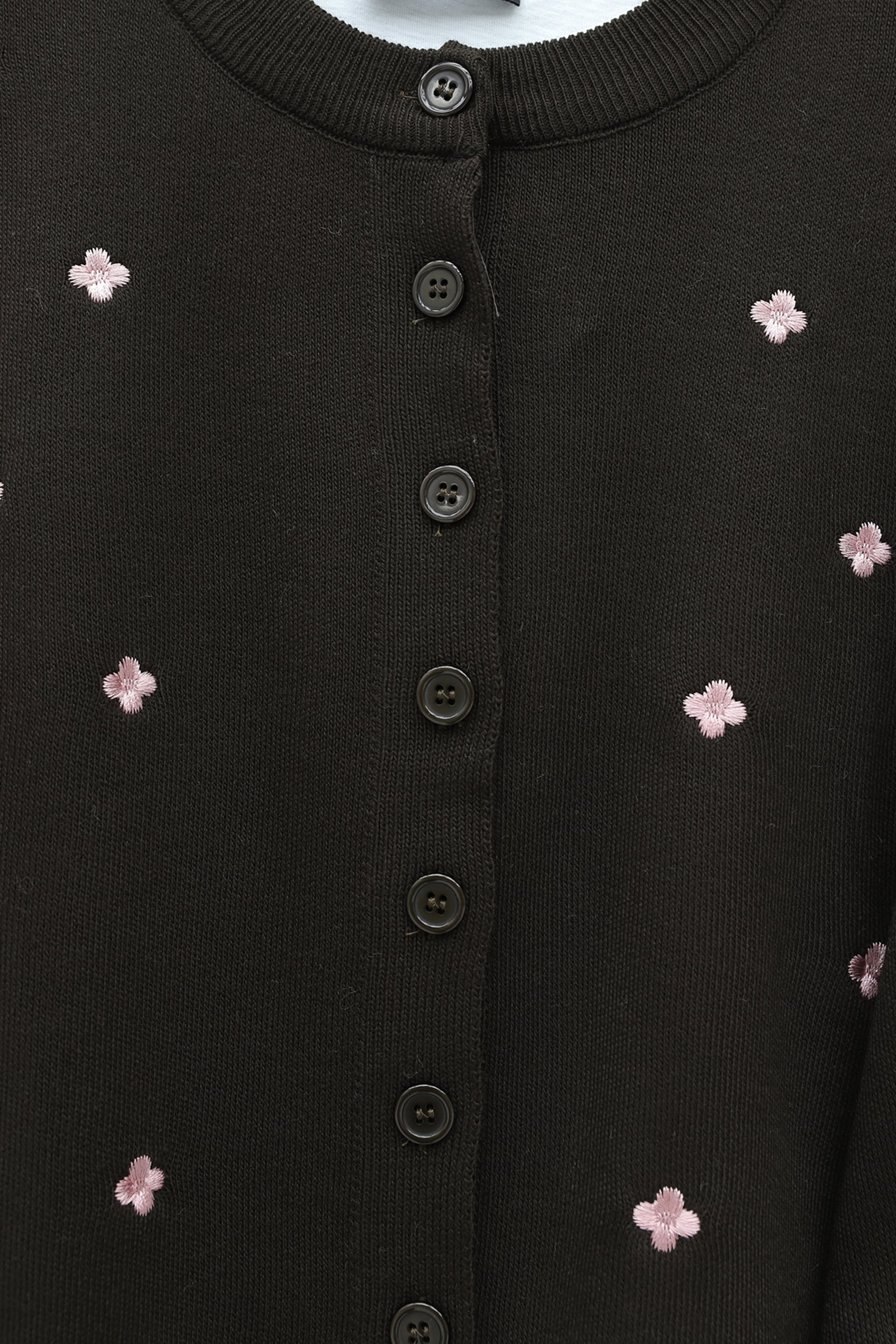 Dark Brown Oversize Knit Cardigan with Scattered Floral Embroidery - Podyumplus - by Peralane - photo 4