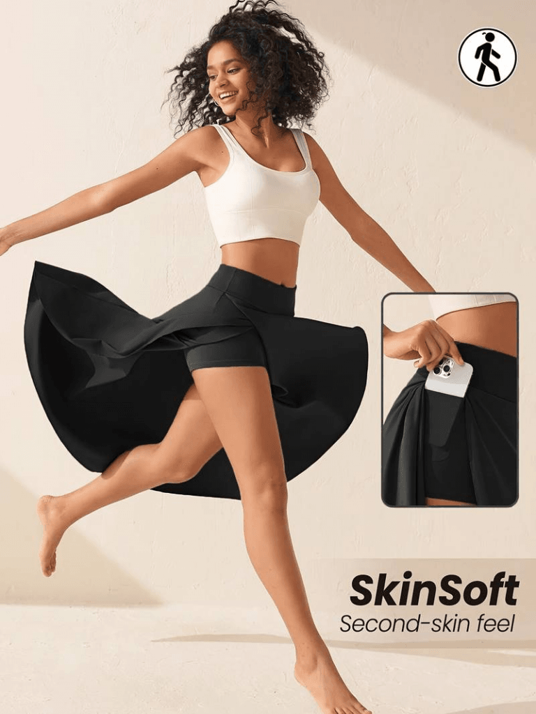 Women's Black Wrap Skirt with Pocket Detail and Built-in Shorts - Janes - by Peralane - photo 5