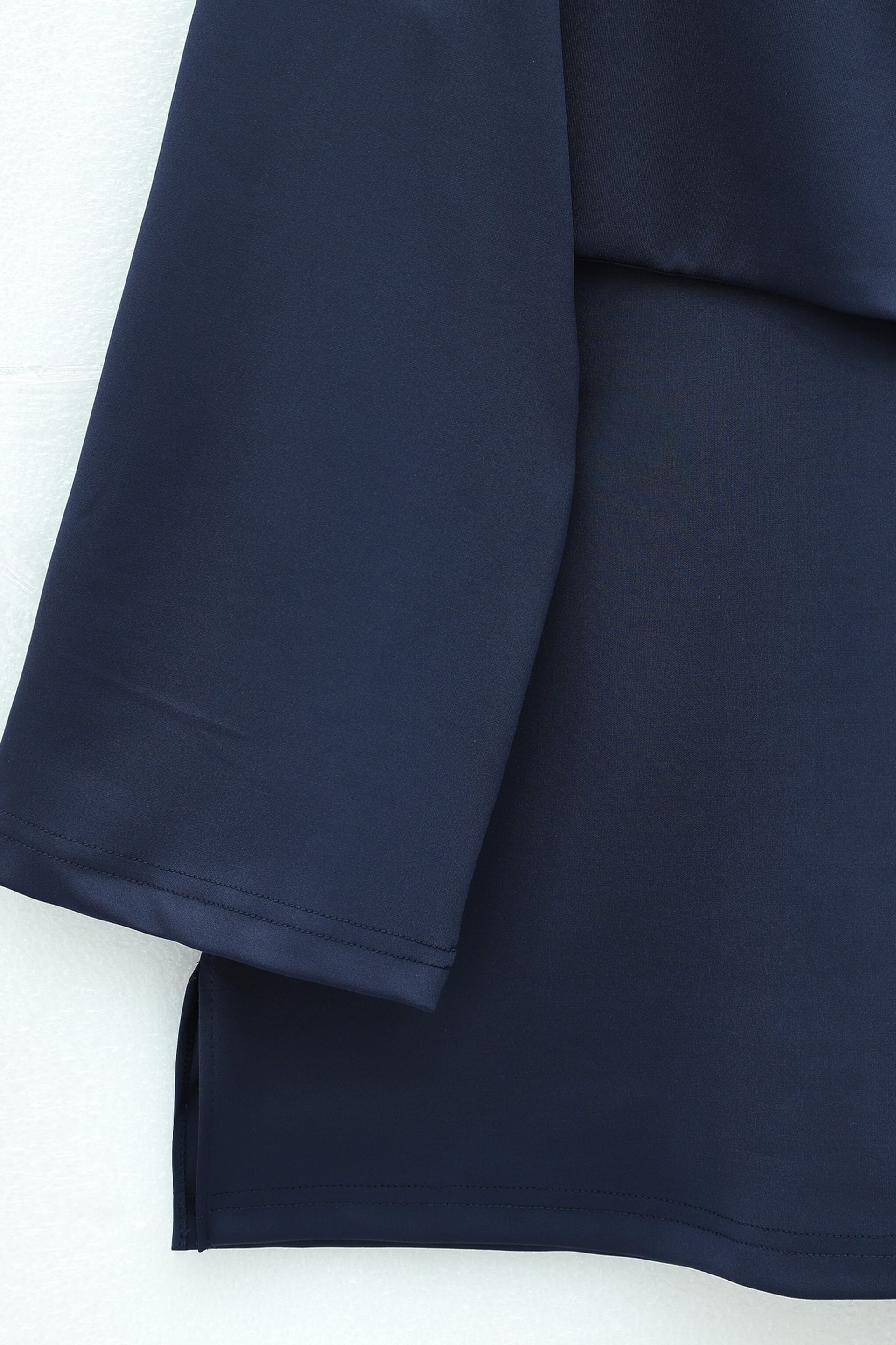 Navy Blue Wrap Front Scuba Two-Piece Set with Wide-Leg Trousers - Podyumplus - by Peralane - photo 6