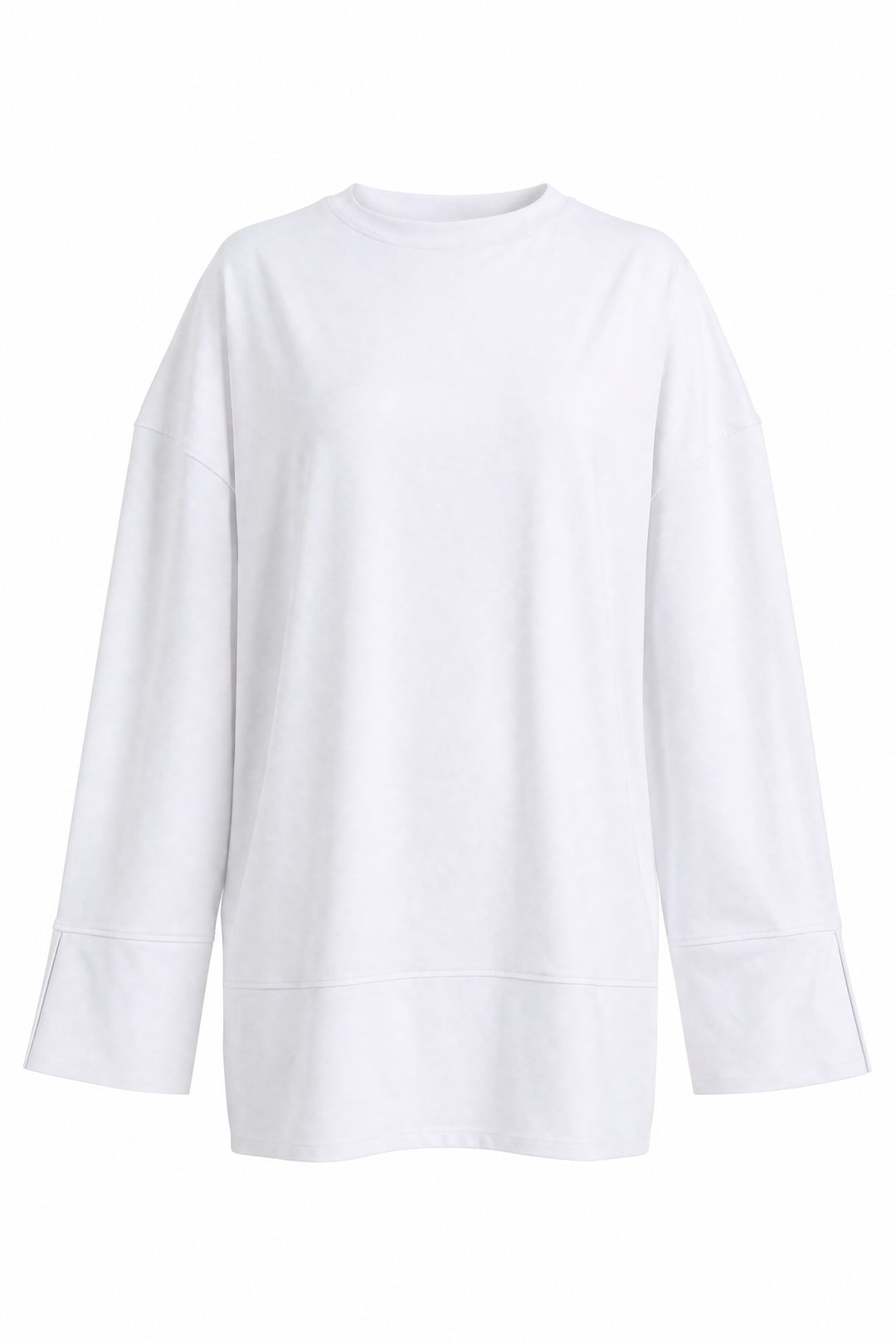 White Crew Neck Side Slit Oversize Knit Tunic - Podyumplus - by Peralane - photo 5