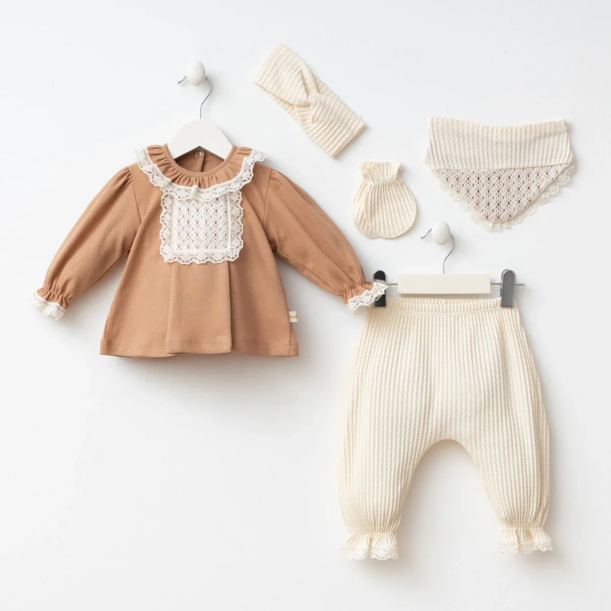 Barbara Doll 5-Piece Baby Set - Brown - Minizeyn - by Peralane