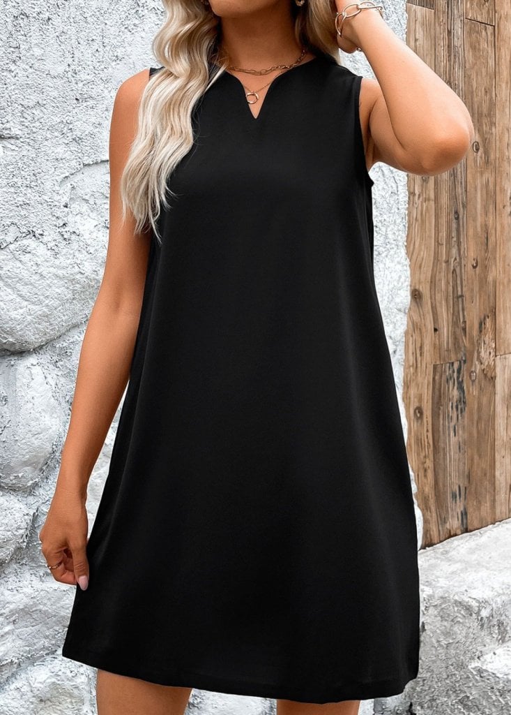 Women's Sleeveless V-Neck A-Line Crepe Dress - Janes - by Peralane - photo 3