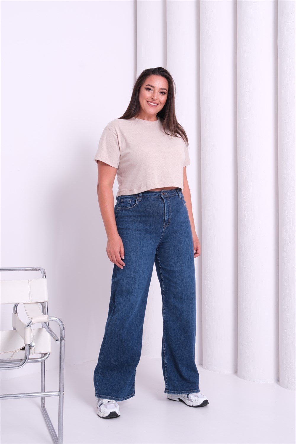 High Waist Wide Leg Blue Jeans - Lacarino Jeans - by Peralane - photo 4
