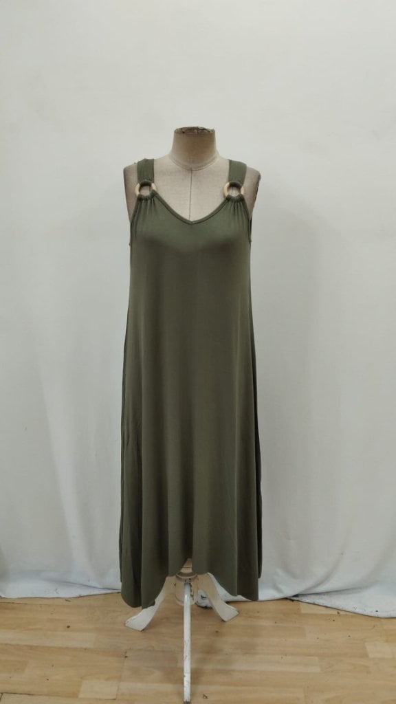 Women's Sleeveless V-Neck Ring Detail Asymmetric Viscose Maxi Dress - Janes - by Peralane - photo 4