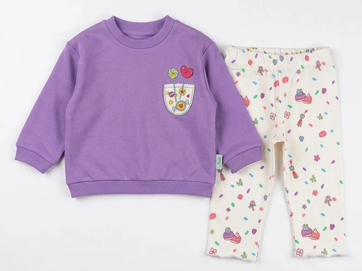 Girls' Sweatshirt and Leggings Set with Candy Print - Comix - by Peralane