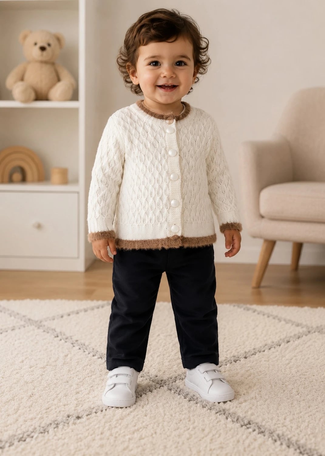 Knitted 2-Piece Baby Set - Cardigan and Trousers - Has Bereket - by Peralane