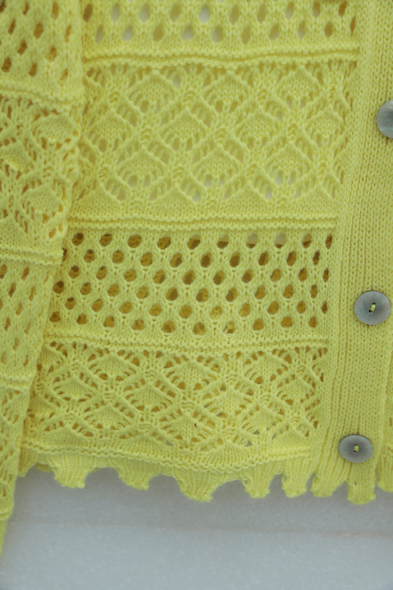 Yellow Knitted Cardigan with Floral Embroidery and Pom-Pom Buttons - Podyumplus - by Peralane - photo 6