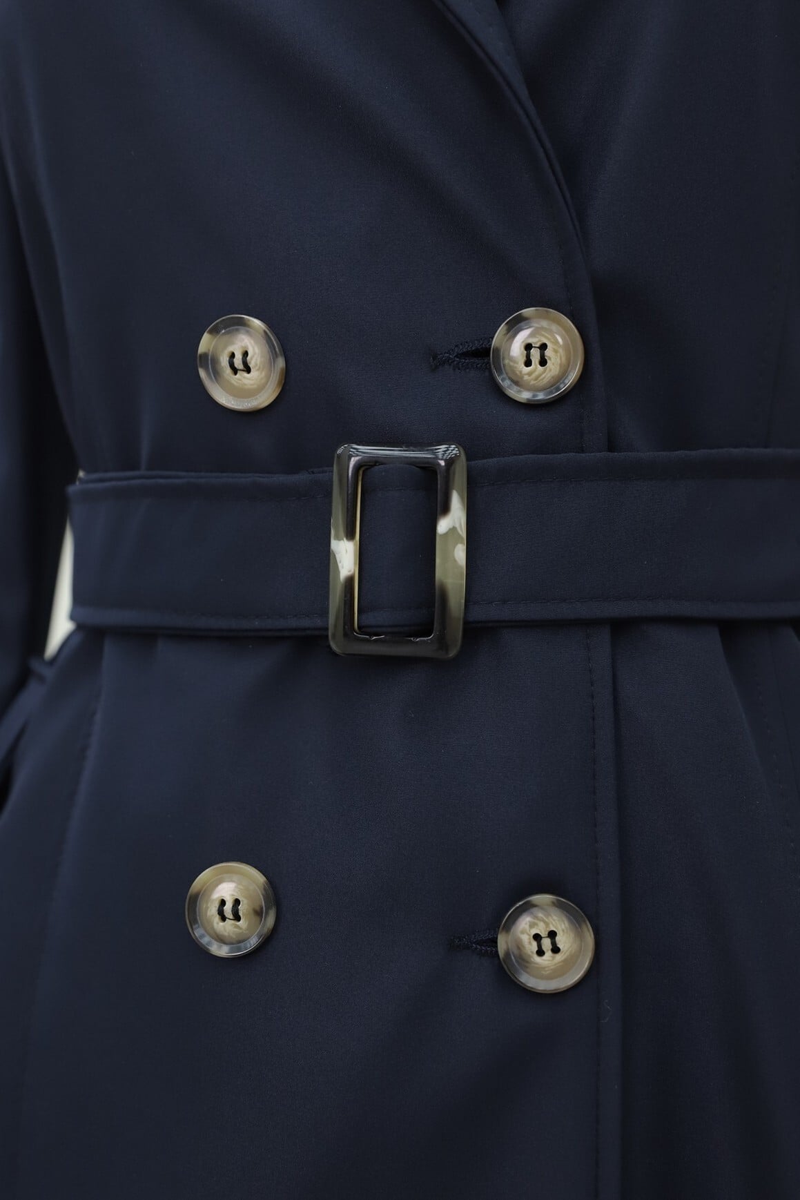 Double-Breasted Belted Trench Coat - Navy - Podyumplus - by Peralane - photo 8