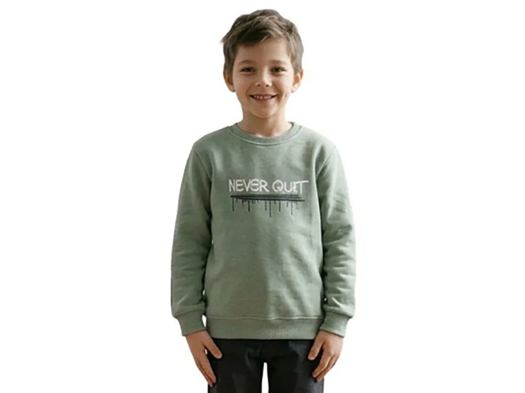 Never Quit Printed Boys' Sweatshirt - Light Green (Ages 5-8) - Tanem Kids - by Peralane