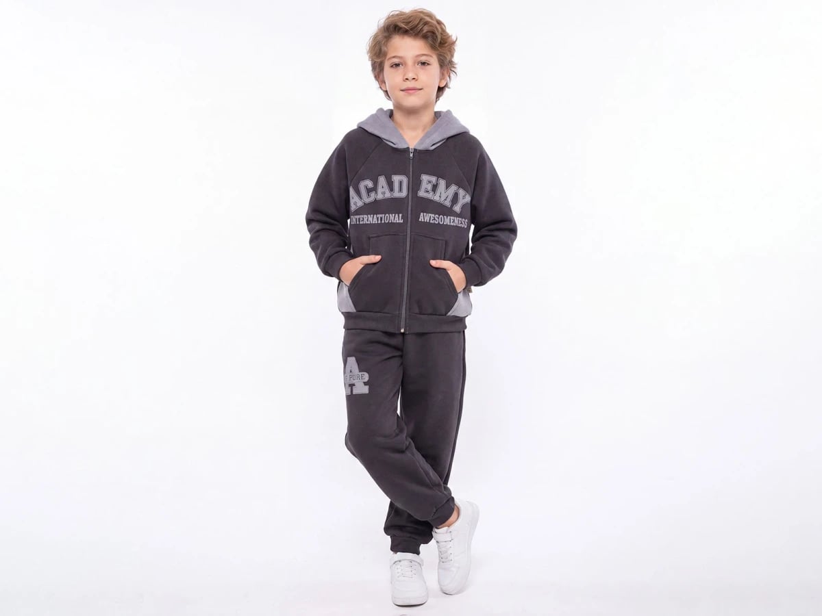 Boys' Zip Hoodie and Jogger Set - Dark Grey - Feely Kids - by Peralane