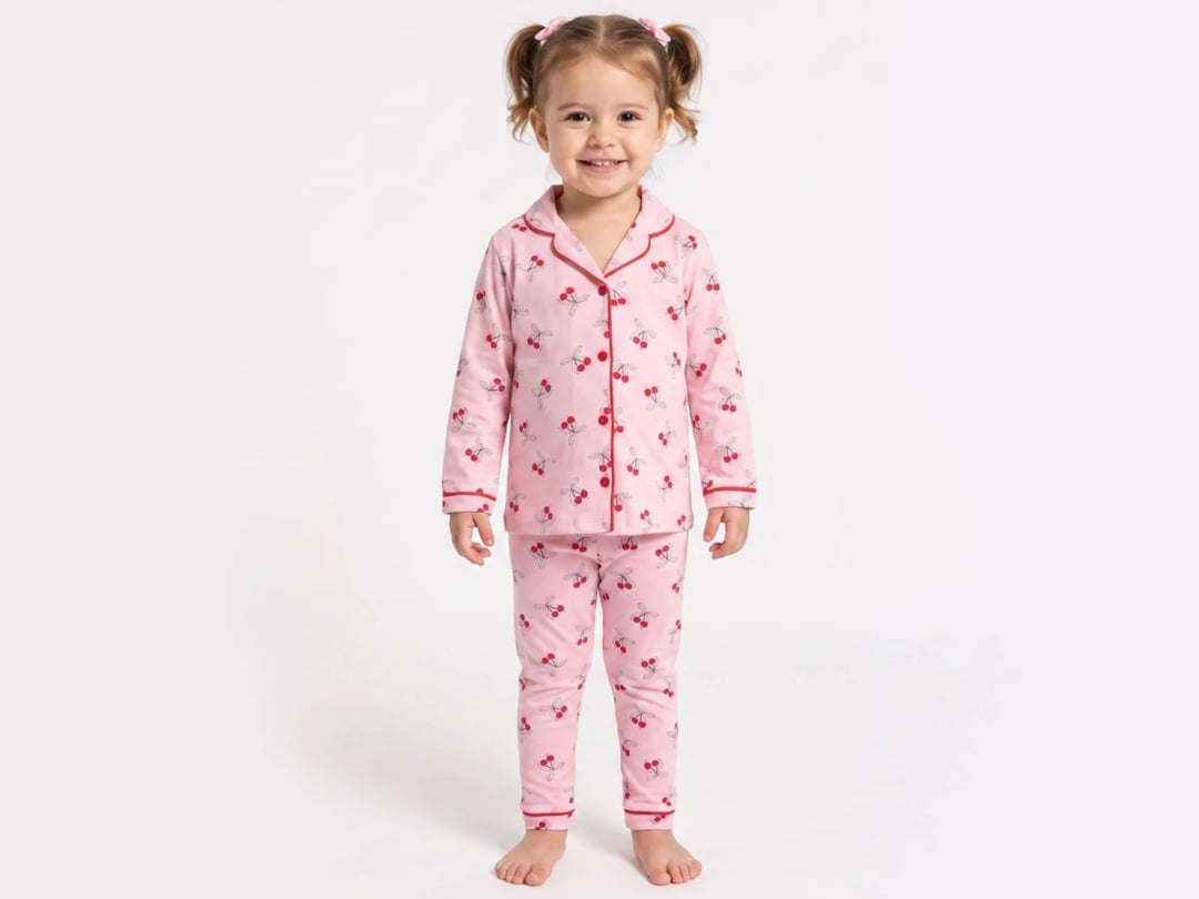 Cherry Print Baby Girls' Pajama Set - Pink - Dolas - by Peralane