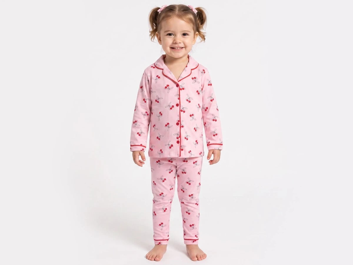 Cherry Print Baby Girls' Pajama Set - Pink - Dolas - by Peralane