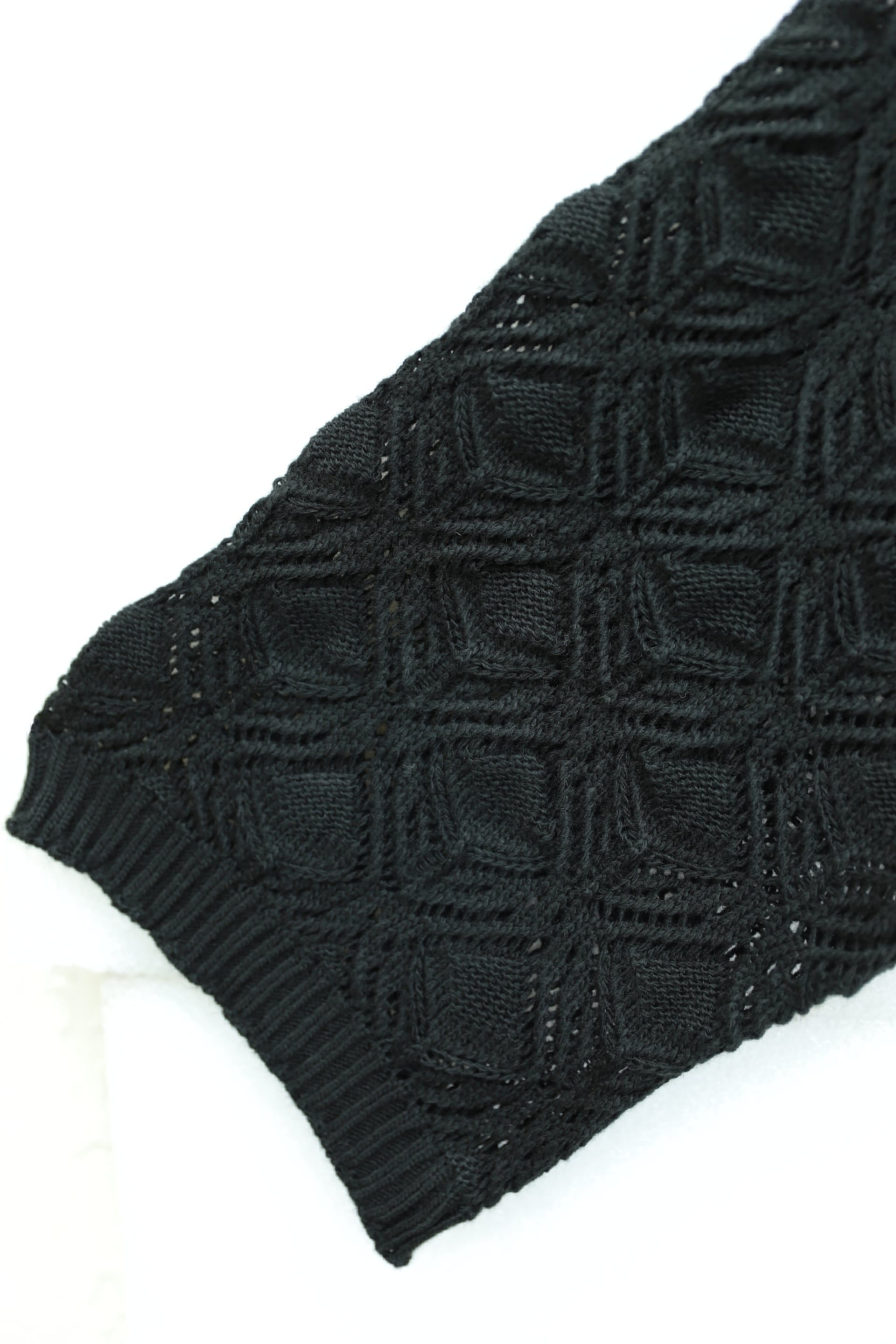 Round Neck Batwing Sleeve Lace Knit Sweater - Black - Podyumplus - by Peralane - photo 5
