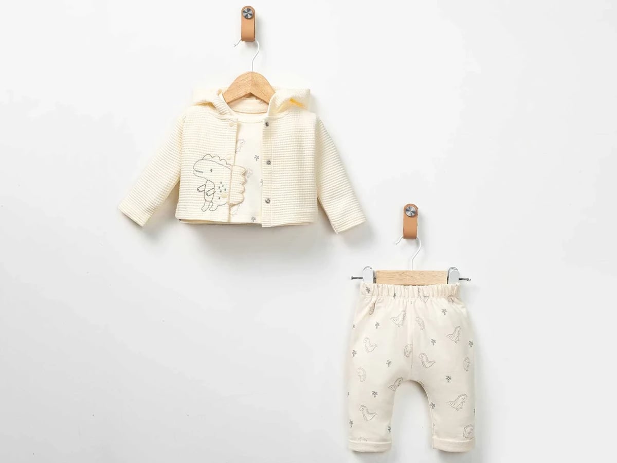 Boys' Dinosaur Print Baby Set - Cream - Pookie - by Peralane