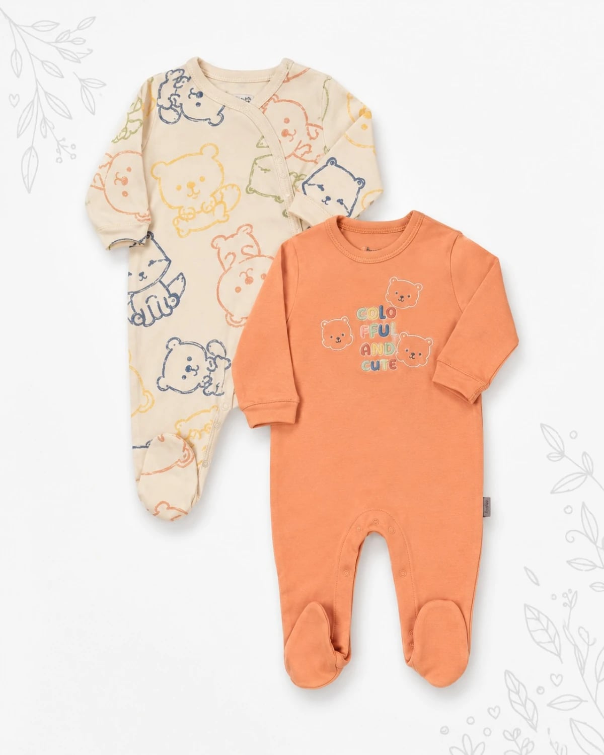 Baby Romper Set with Teddy Bear Prints - 4 Pack - Interkidsy - by Peralane