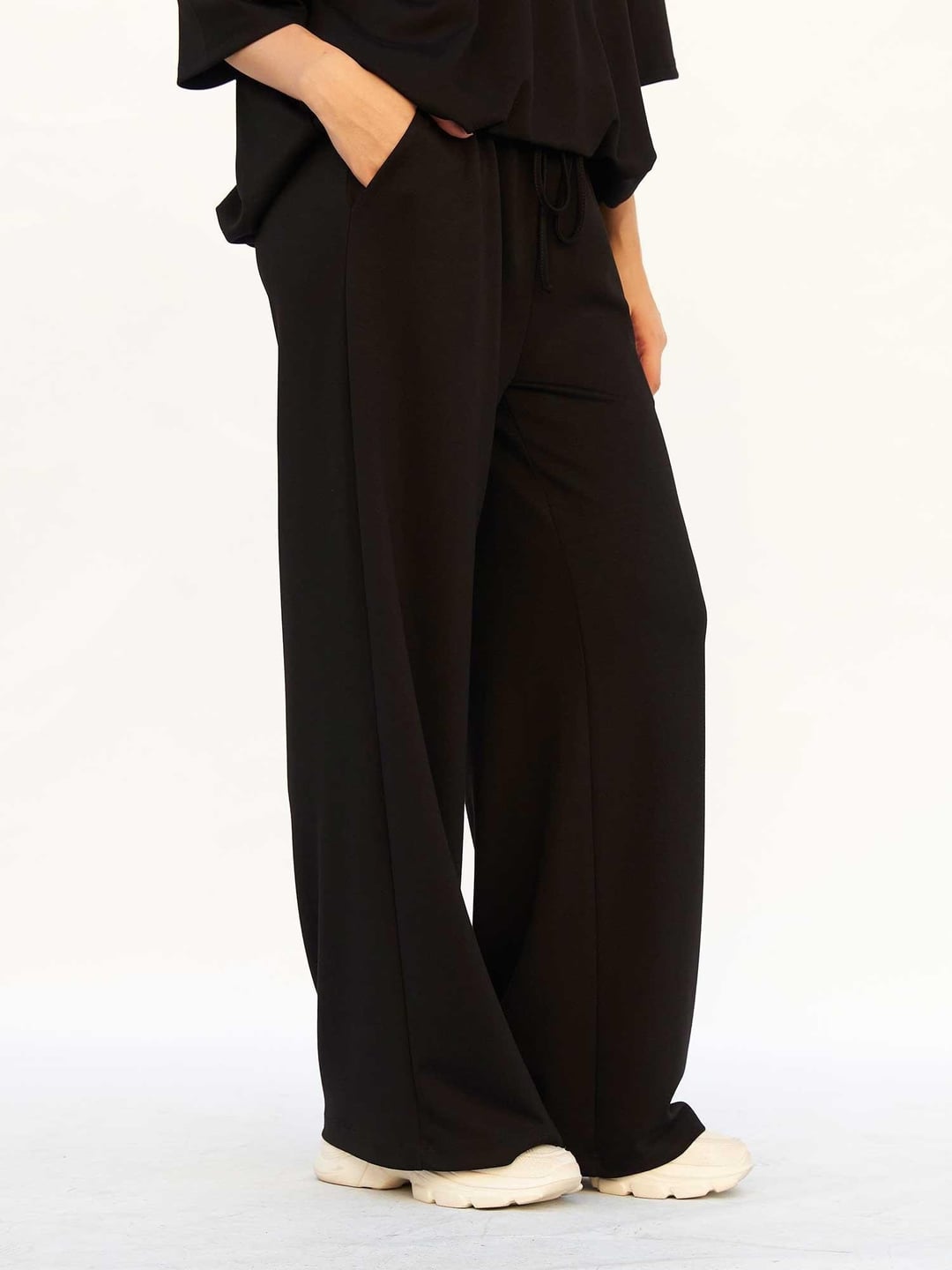 Black Drawstring Lounge Trousers with Elastic Waist - Lefon - by Peralane - photo 8