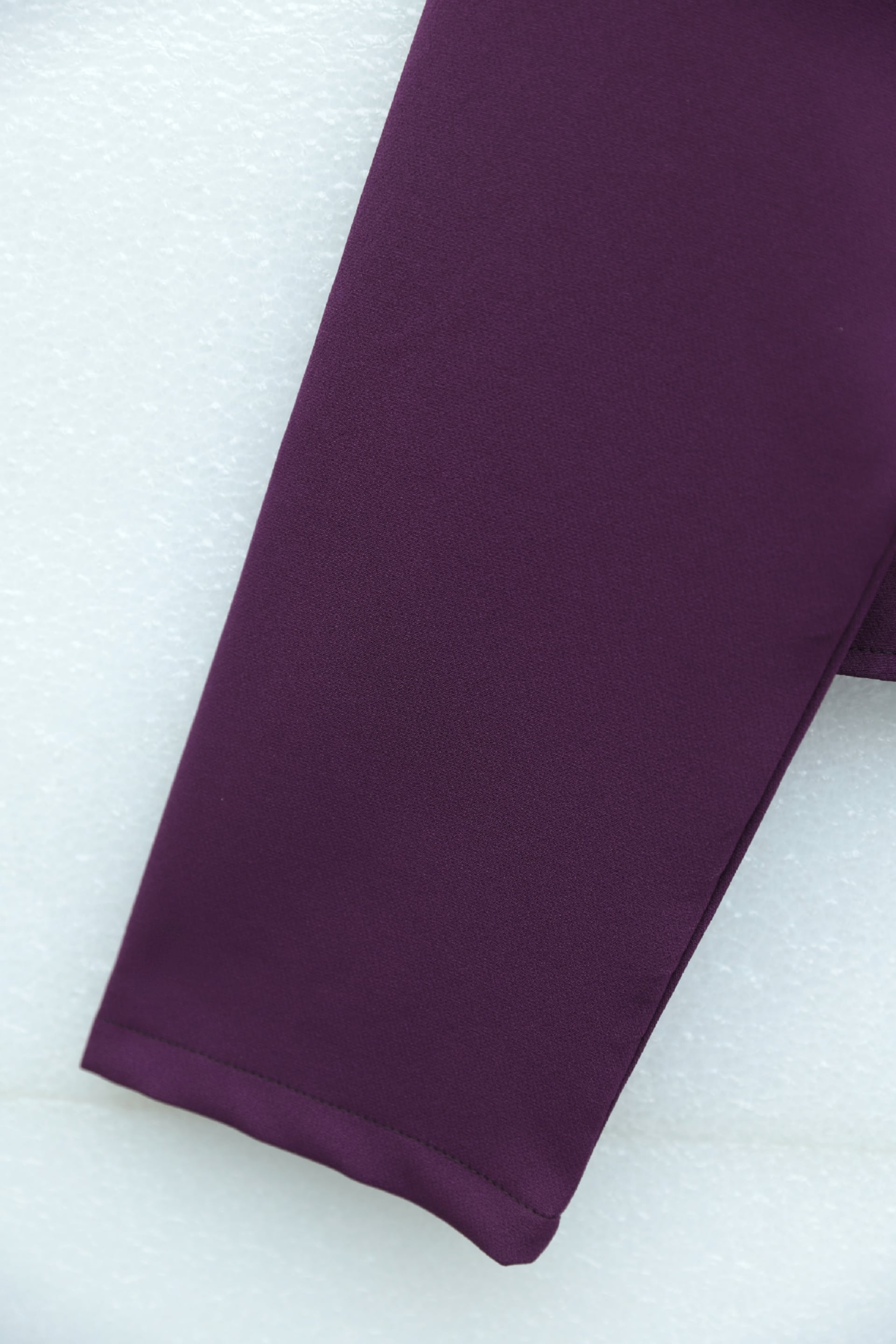 Pleated Front Buttoned Wrap Waist Skirted Crepe Co-ord Set - Plum - Podyumplus - by Peralane - photo 6