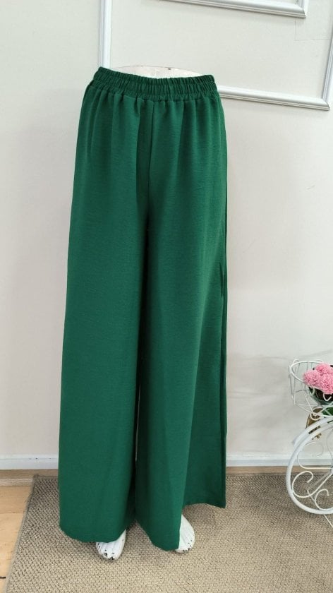 Women's High-Waist Wide-Leg Long Trousers in Emerald Green - Janes - by Peralane - photo 4