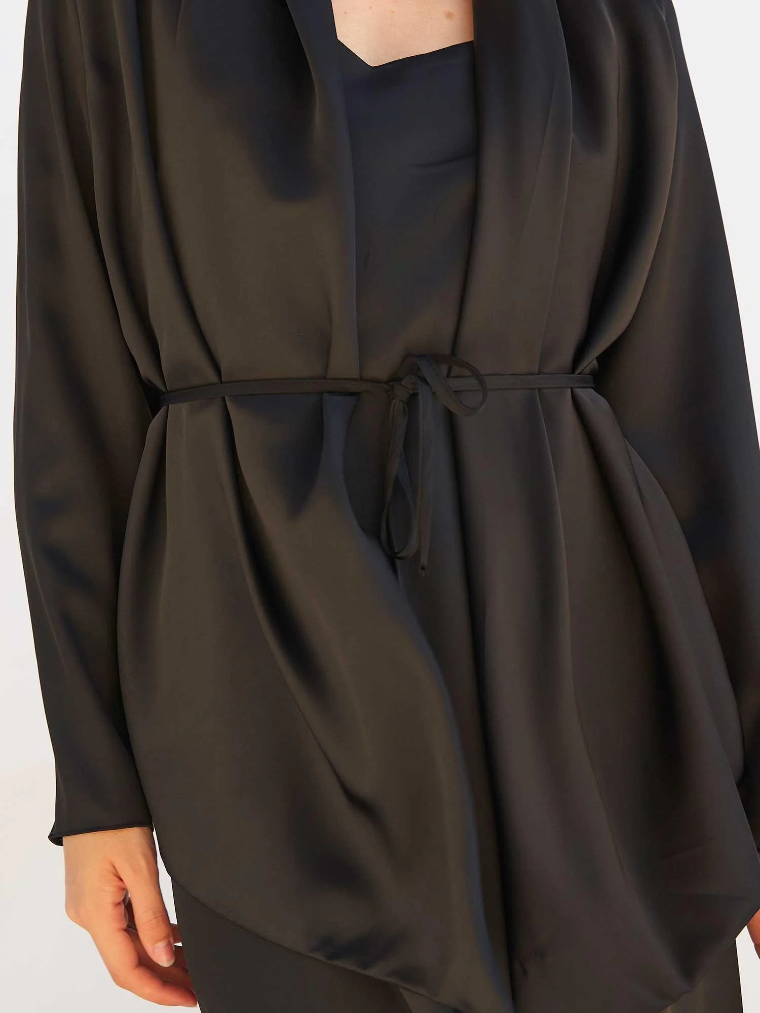 Black Satin Midi Dress and Jacket Set - Lefon - by Peralane - photo 6