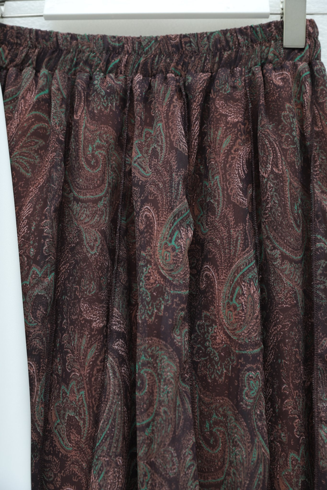 Elastic Waist Patterned Lined Chiffon Skirt - Brown - Podyumplus - by Peralane - photo 7
