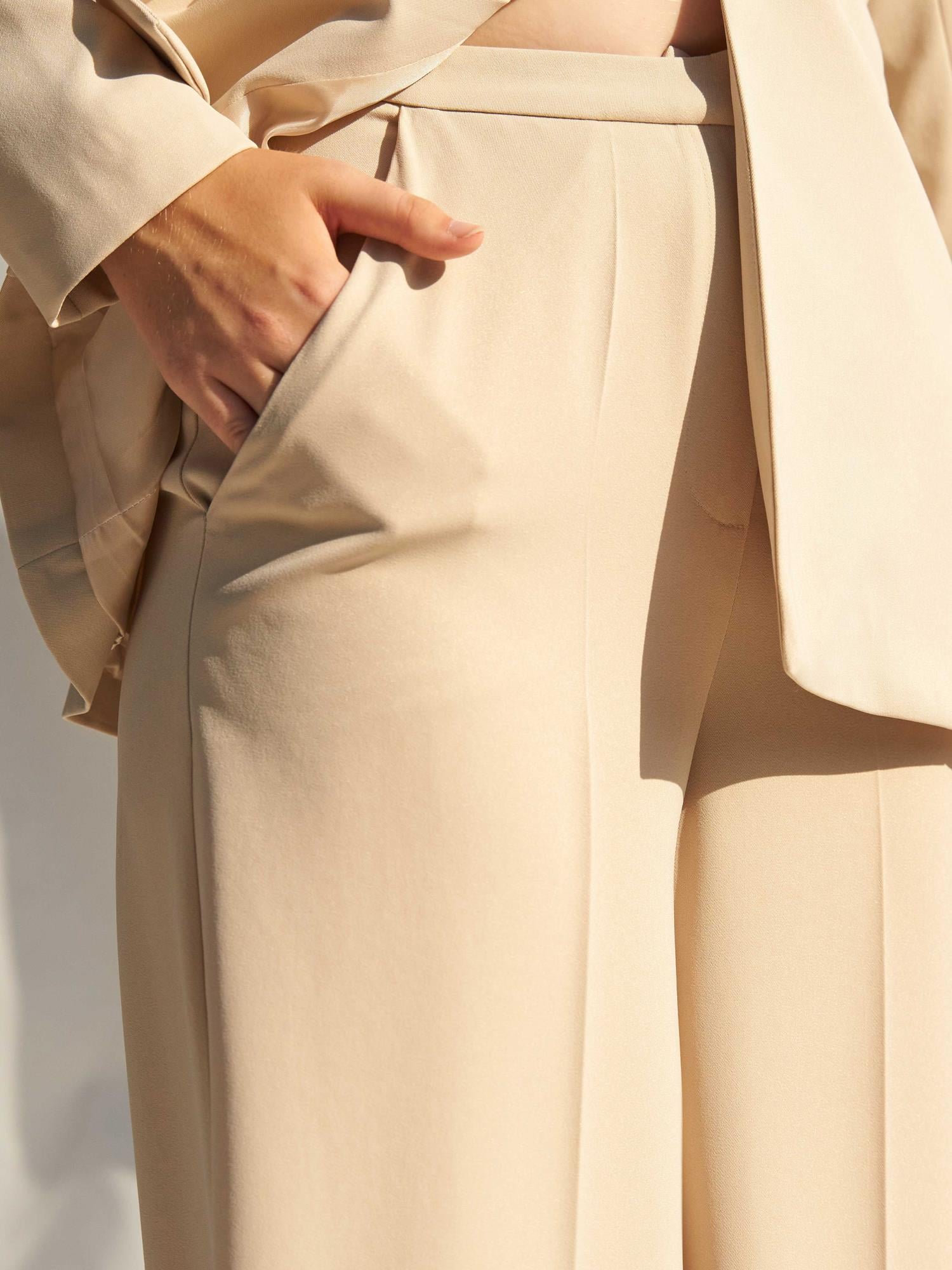 High-Waist Wide-Leg Fluid Trousers - Light Beige - Lefon - by Peralane - photo 7