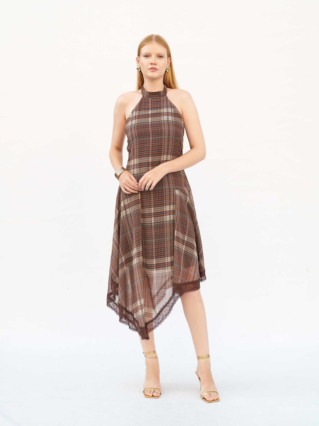 Lace Trim Plaid Maxi Dress - Lefon - by Peralane - photo 2