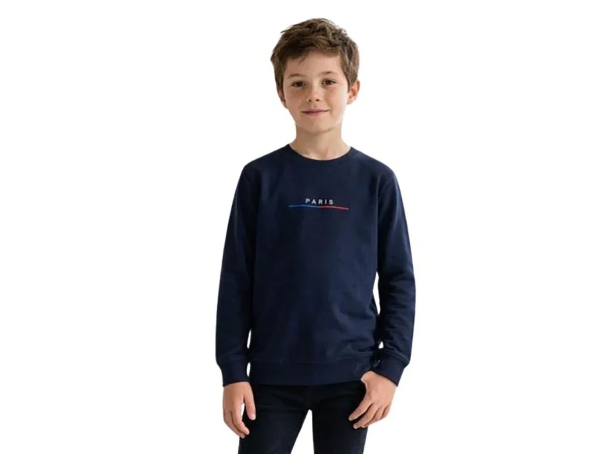 Paris Print Fleece Boys' Sweatshirt - Navy Blue - Tanem Kids - by Peralane