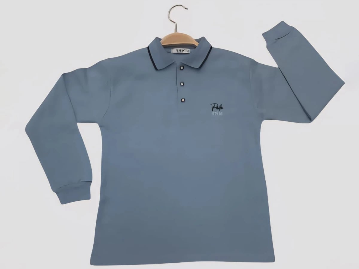 Boys' Classic Polo Collar Sweatshirt - Dusty Blue - Tanem Kids - by Peralane