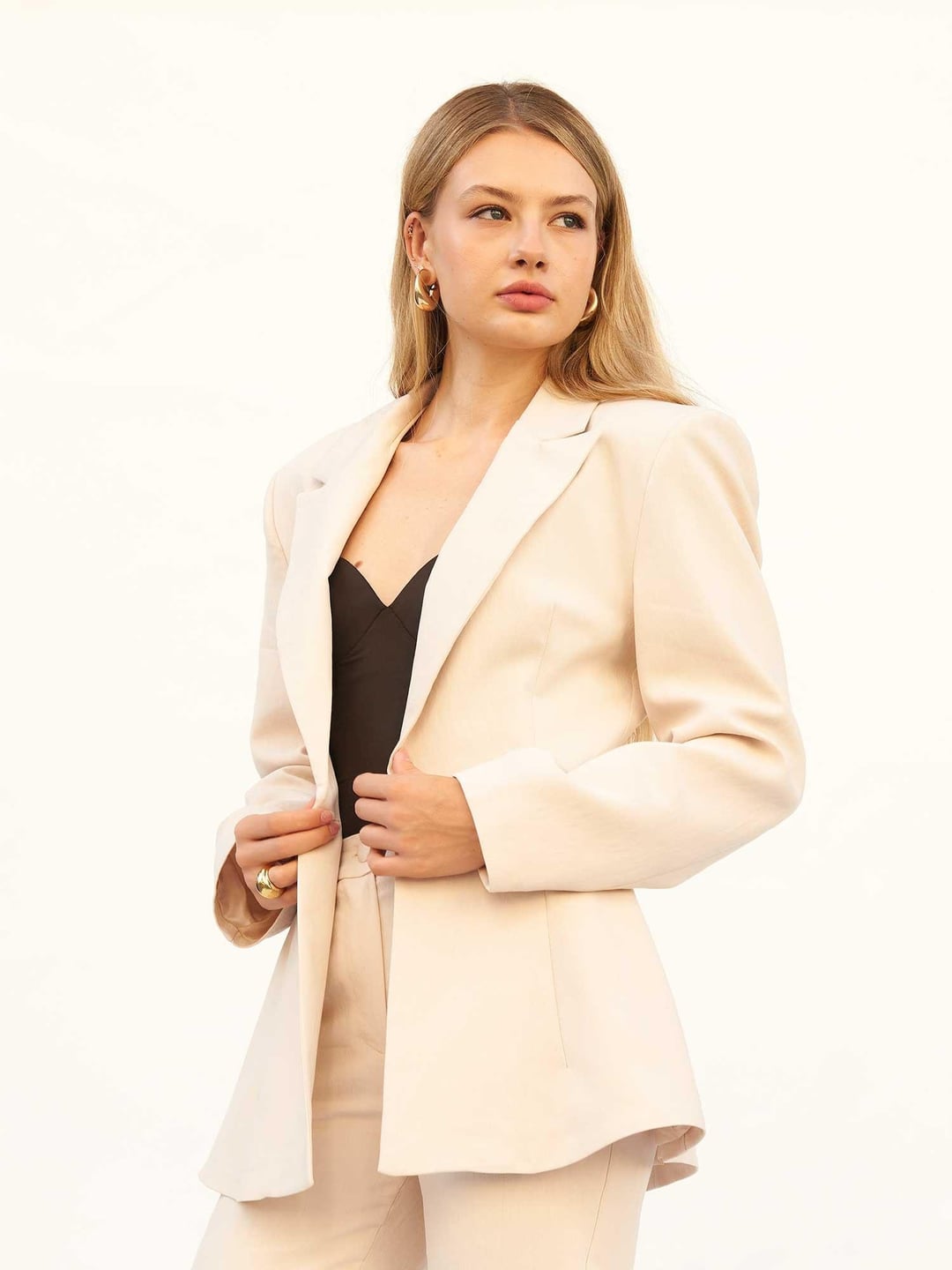 Beige Striped Blazer and Trousers Suit Set - Lefon - by Peralane - photo 6