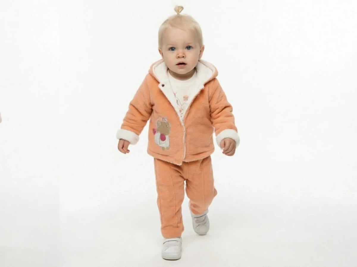 Baby Girl's Hooded Jacket and Trousers Set - Peach - Elci Baby - by Peralane