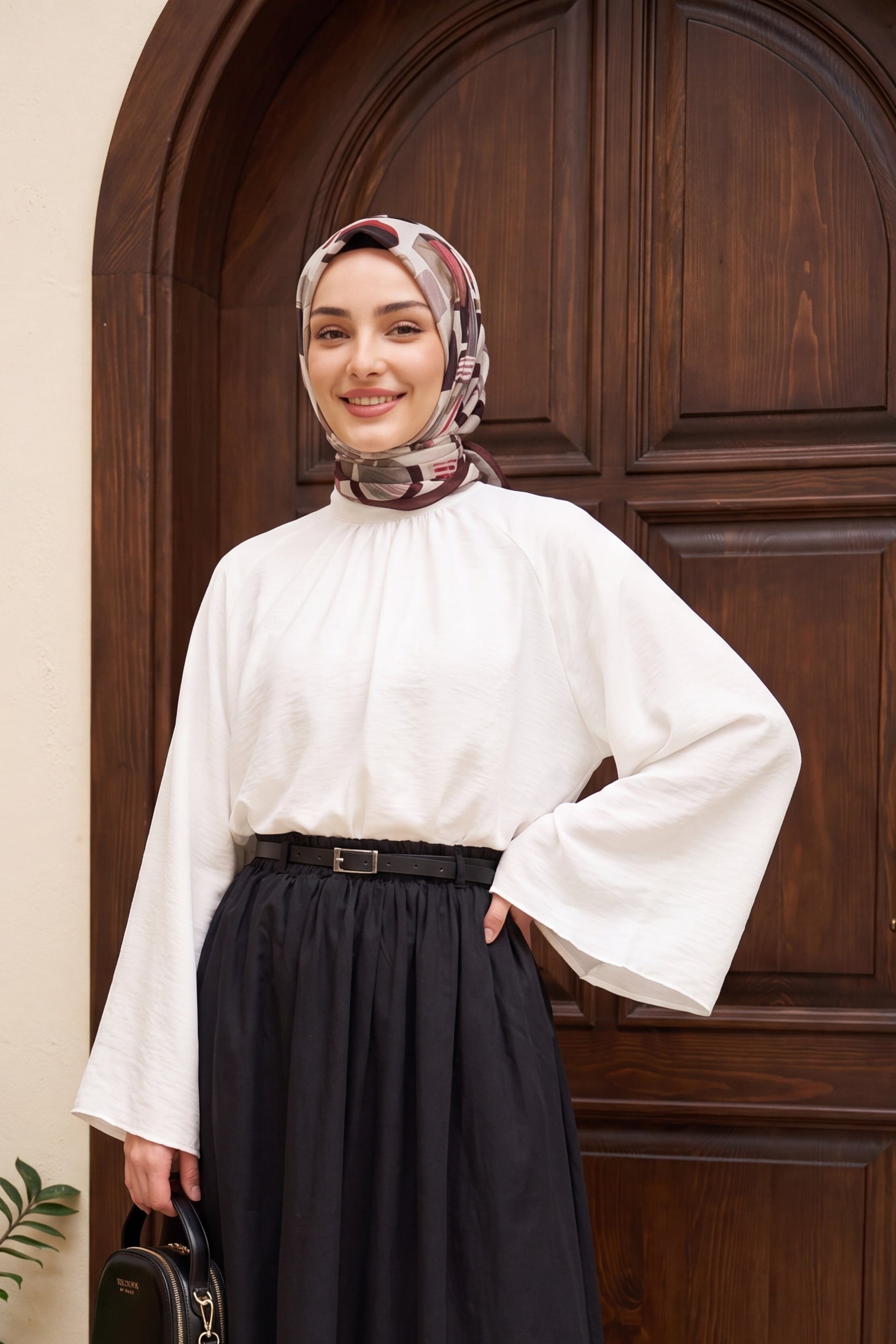 White Spanish Sleeve Lined Tulle Modal Blouse - Podyumplus - by Peralane