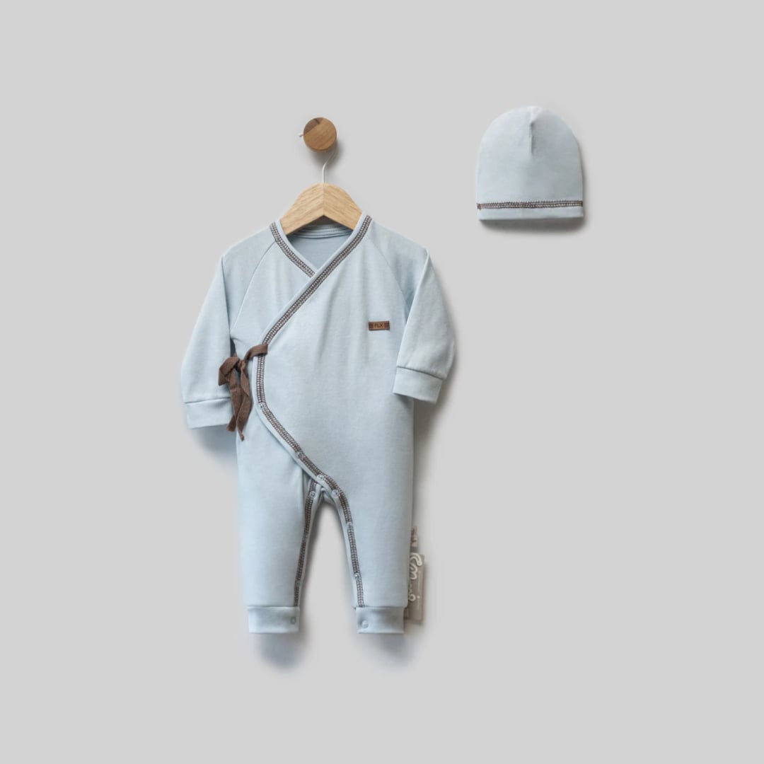 Baby Romper and Hat Set - Light Blue - Flexi Baby - by Peralane