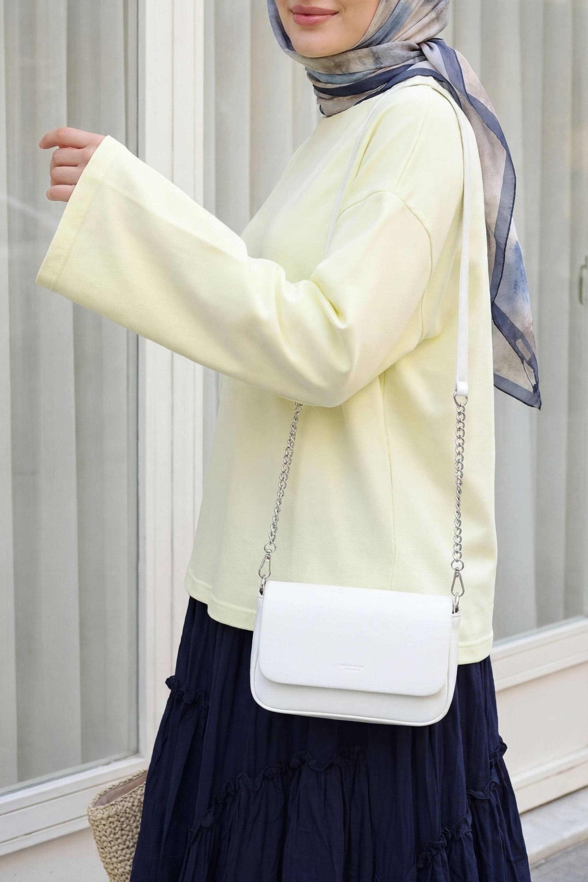 Round Neck Relaxed Jersey Blouse - Light Yellow - Podyumplus - by Peralane - photo 3