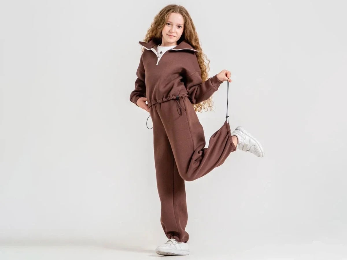Girls' Zip-Front Tracksuit Set with Pocket and Collar - ÖZ Bebe - by Peralane