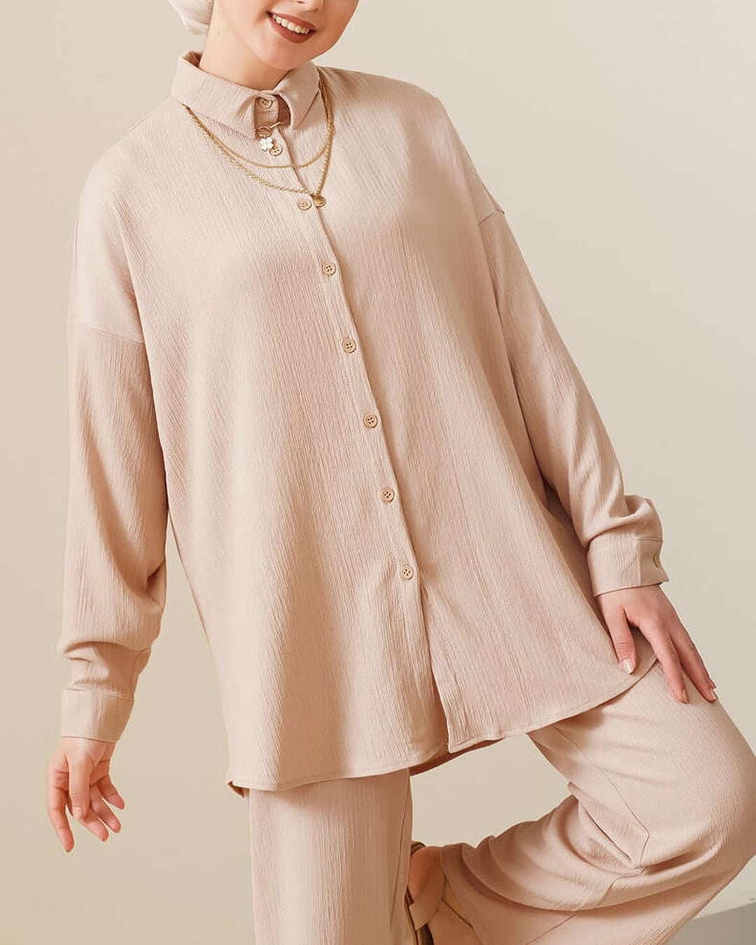 Knitted Modest Co-ord Set - Biscuit - Bigdart - by Peralane - photo 3