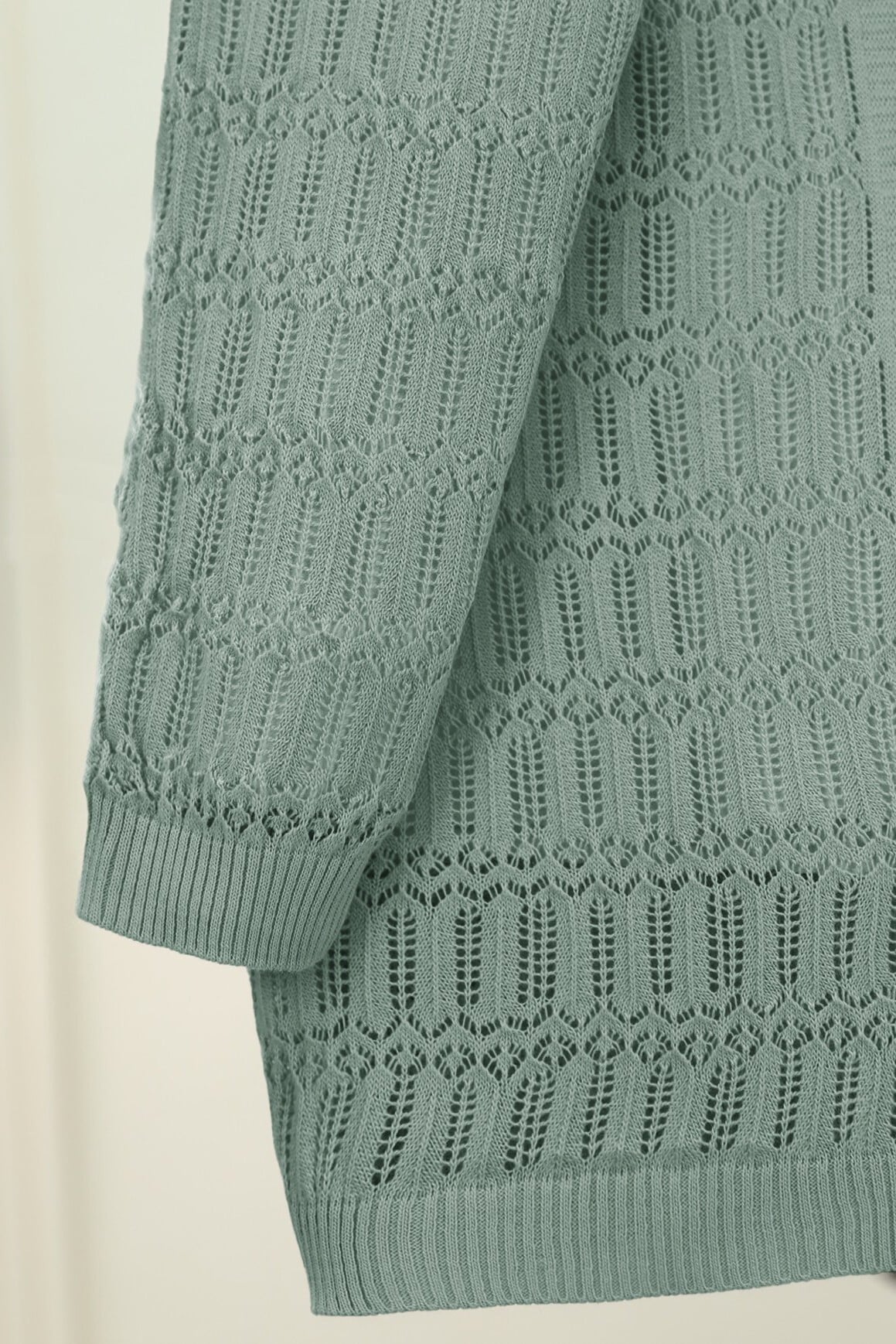 Open Front Knit Cardigan with Geometric Pattern - Mint - Podyumplus - by Peralane - photo 6