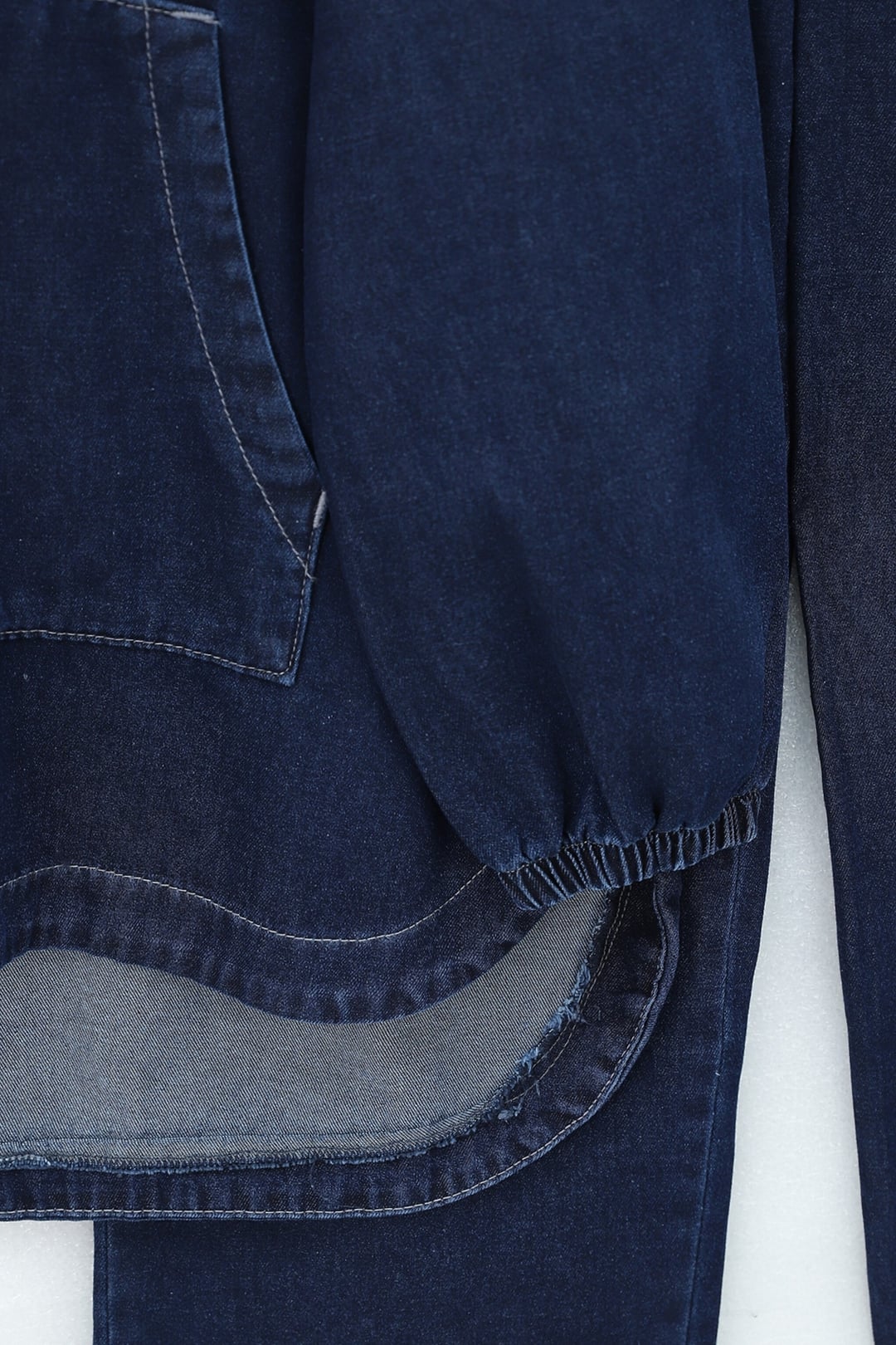 Hooded Snap-Front Denim Tracksuit with Kangaroo Pocket - Navy - Podyumplus - by Peralane - photo 6