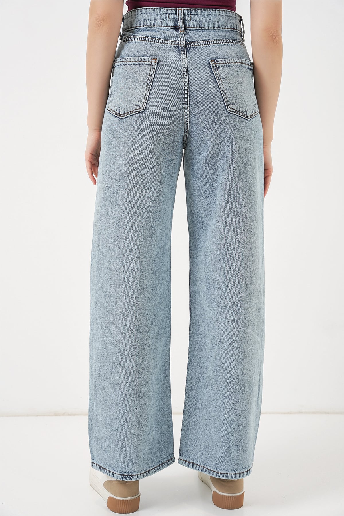 Women's High-Waisted Wide-Leg Palazzo Jeans - Light Blue - Bigdart - by Peralane - photo 7