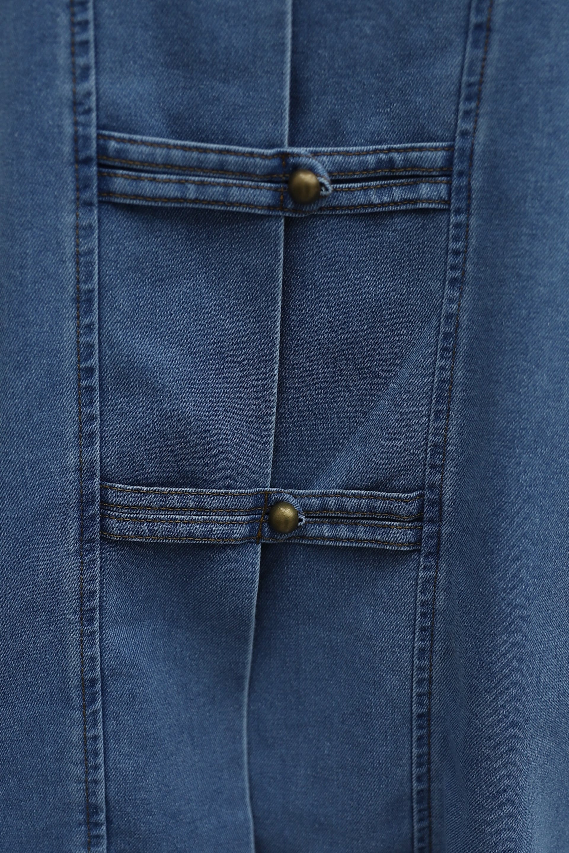 Blue Denim Mandarin Collar Tunic and Wide-Leg Trousers Set - Podyumplus - by Peralane - photo 7