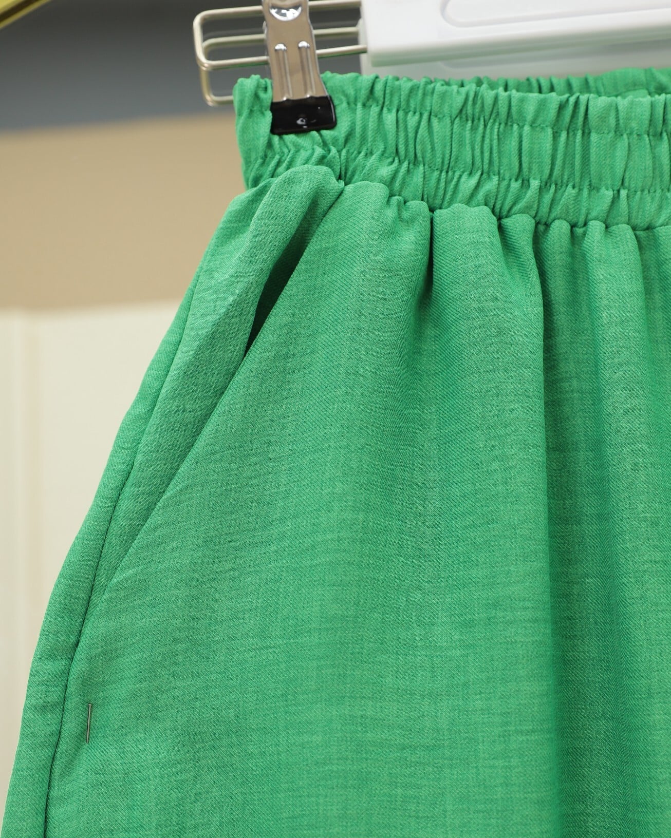 Relaxed Fit High Waist Wide Leg Linen Trousers - Green - Podyumplus - by Peralane - photo 5