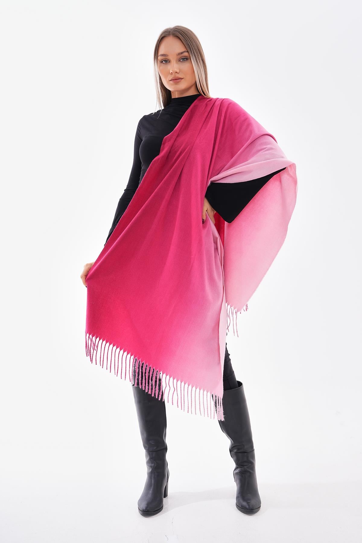 Batik Pink Fringed Thick Shawl - Nesvay - by Peralane - photo 3