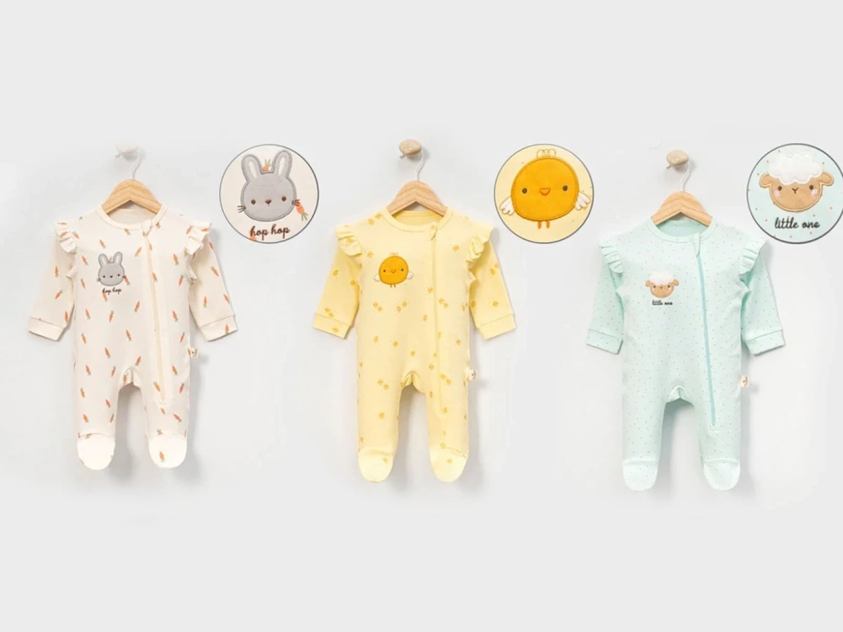 Patterned Baby Girl Romper Set with Zip - 3 Pack - Cayzen - by Peralane