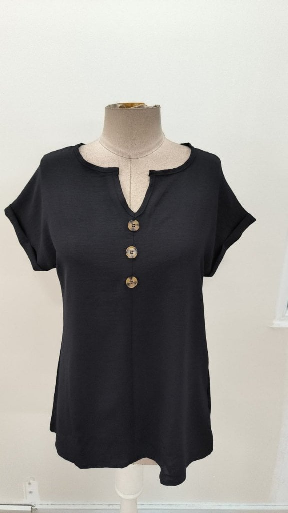 Women's Short Sleeve V-Neck Button Blouse - Janes - by Peralane - photo 6
